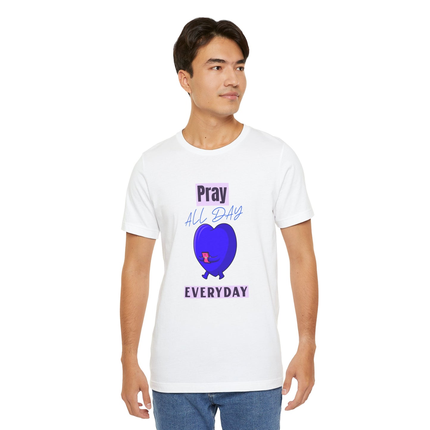 Pray All Day Tee Shirt-(Blue heart) Unisex