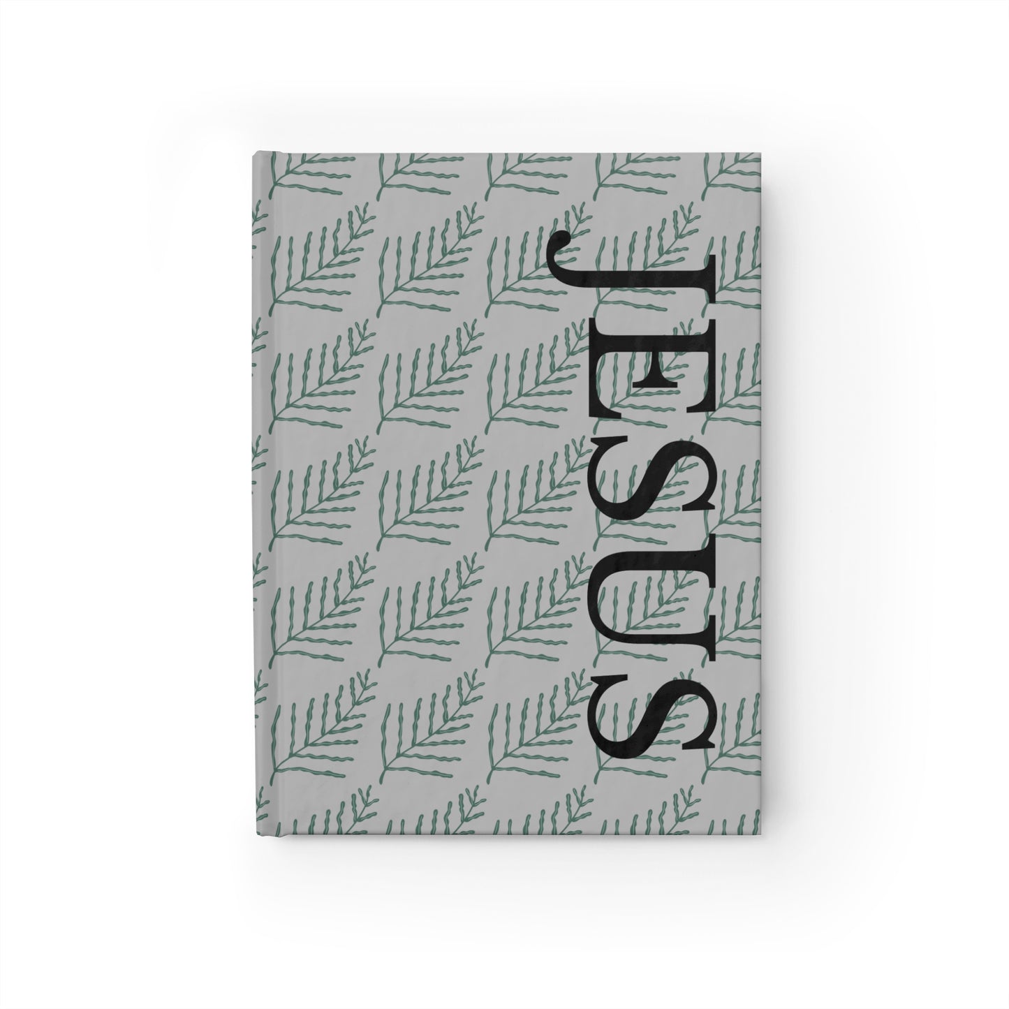 Cuaderno de notas con diseño de helechos de Jesús, color gris claro