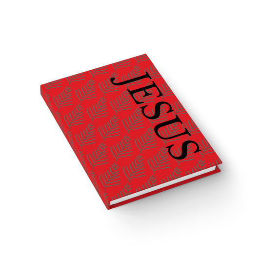 Cuaderno de notas con diseño de helechos de Jesús, de líneas rectas, color rojo claro