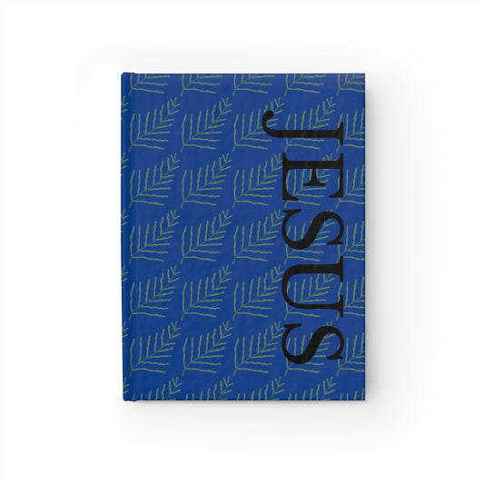 Cuaderno de notas con líneas rayadas con diseño de helechos de Jesús, azul oscuro