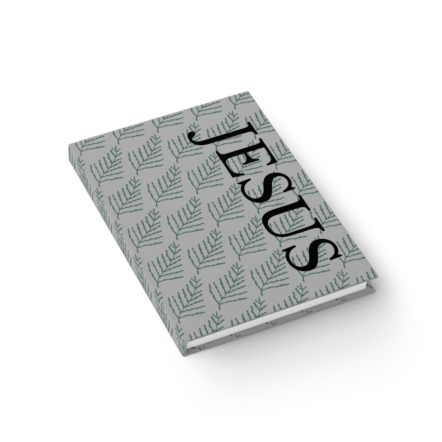 Cuaderno de notas con diseño de helechos de Jesús, color gris claro