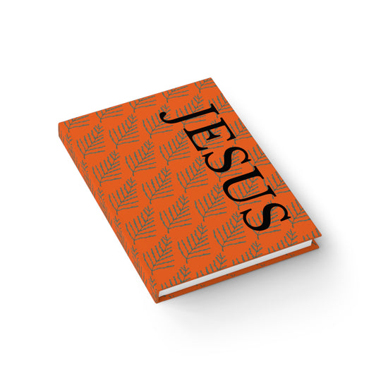 Cuaderno de notas con diseño de helechos de Jesús, de líneas rectas, color naranja